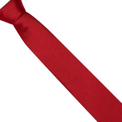 The Collection Red ribbed slim silk tie